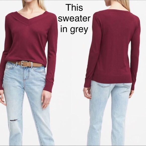 Banana Republic Sweaters - Banana Republic silk cashmere varsity V-neck sweater size large